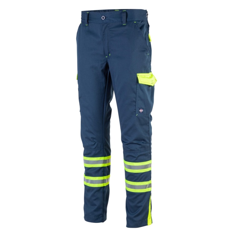 Pantalón Cargo Bicolor Alta Visibilidad Con Cinta Dia Y Noche - azul-amarillo, s