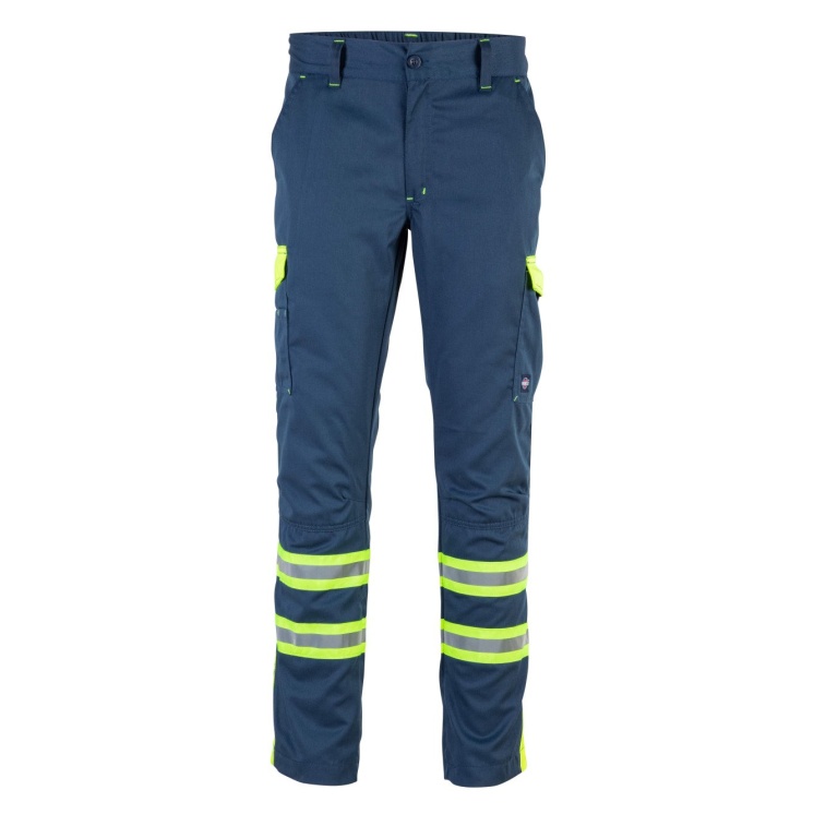 Pantalón Cargo Bicolor Alta Visibilidad Con Cinta Dia Y Noche - azul-amarillo, s