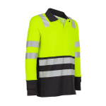 Polera Pique Alta Visibilidad Manga Larga Hombre - amarillo-gris-oscuro, xl