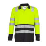 Polera Pique Alta Visibilidad Manga Larga Hombre - amarillo-gris-oscuro, xl