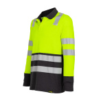 Polera Pique Alta Visibilidad Manga Larga Hombre - amarillo-gris-oscuro, xl