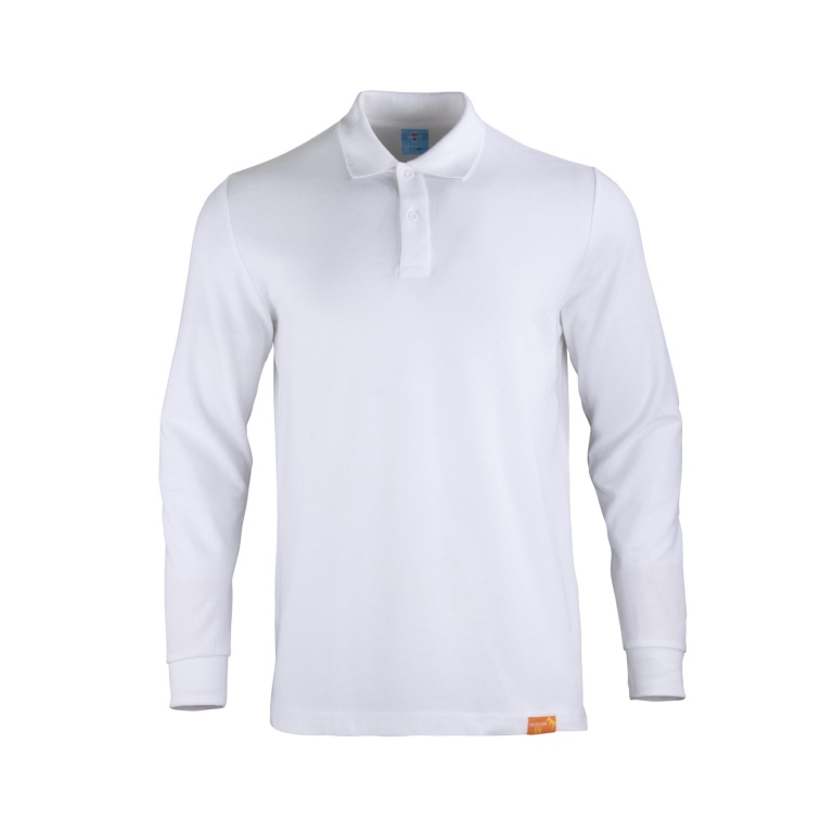 Polera Pique 80% Algodón Manga Larga Hombre - blanco, xl