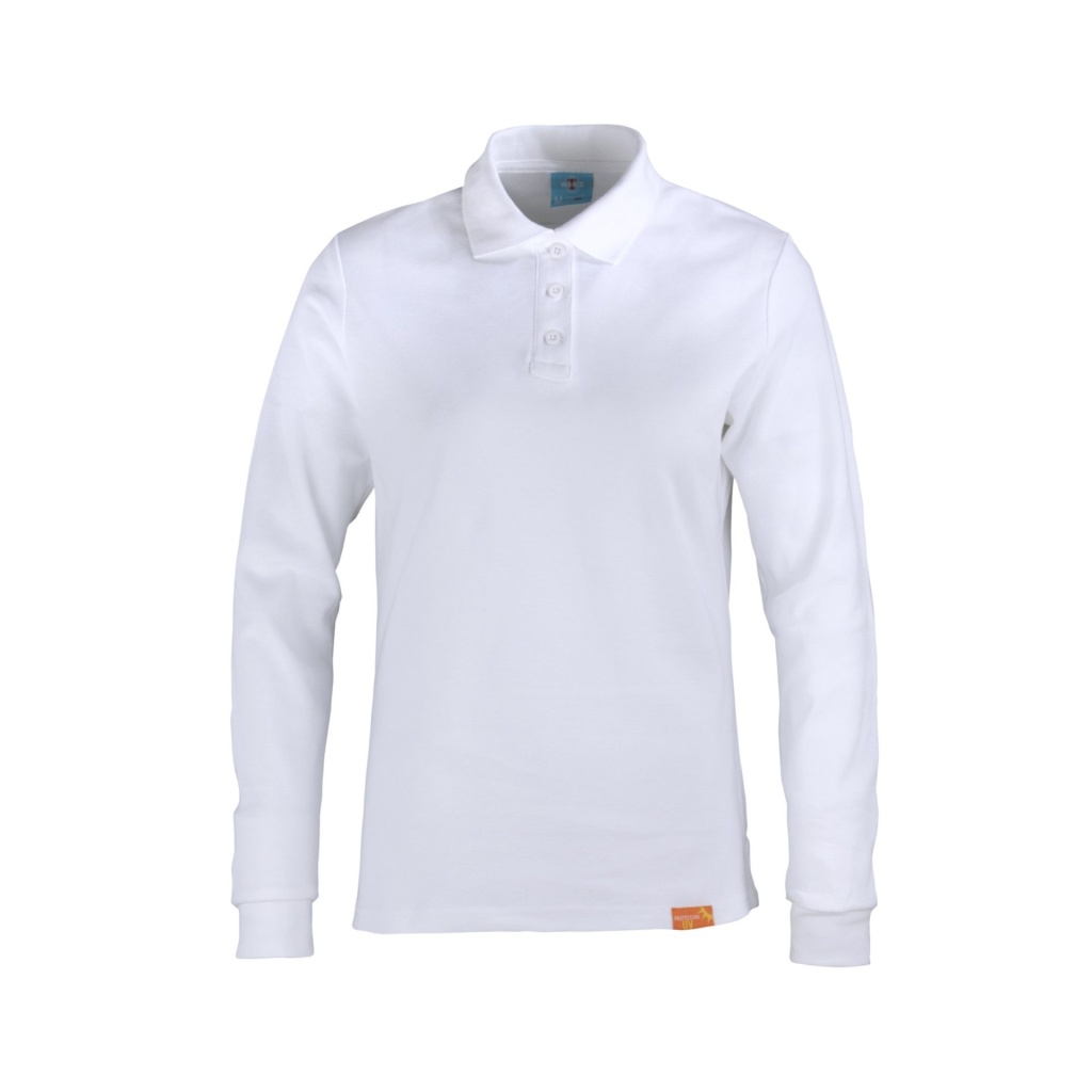 Polera Pique 80% Algodón Manga Larga Mujer - blanco, xl