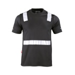 Polera Hibrida Con Cinta Reflectiva Manga Corta Hombre - negro, xl