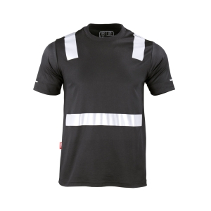 Polera Hibrida Con Cinta Reflectiva Manga Corta Hombre - negro, xl