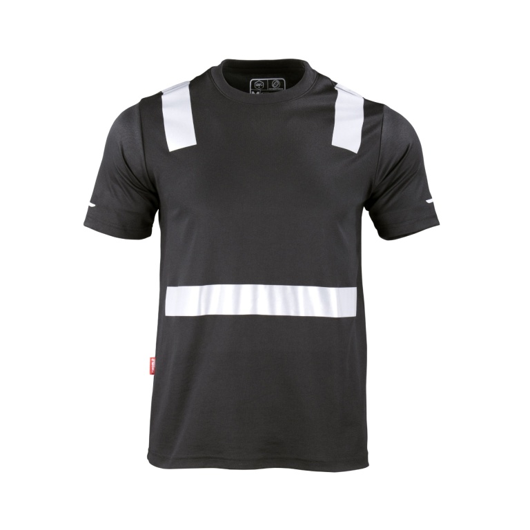 Polera Hibrida Con Cinta Reflectiva Manga Corta Hombre - negro, xl