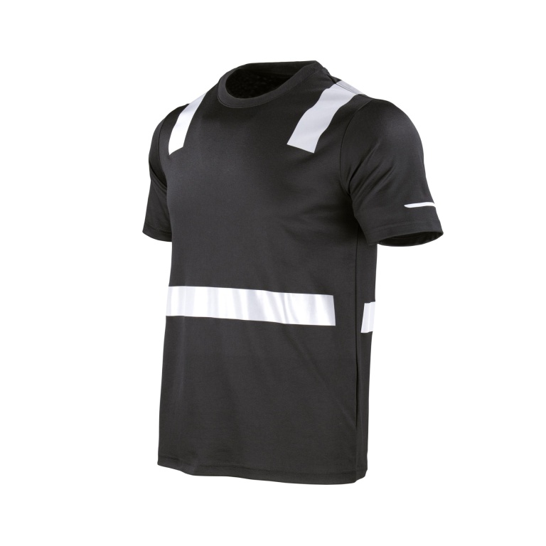 Polera Hibrida Con Cinta Reflectiva Manga Corta Hombre - negro, xl