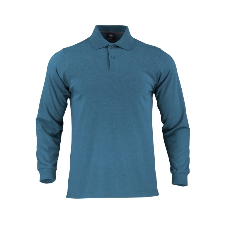 Polera Pique Dryfresh Manga Larga Hombre - azul-piedra, xl