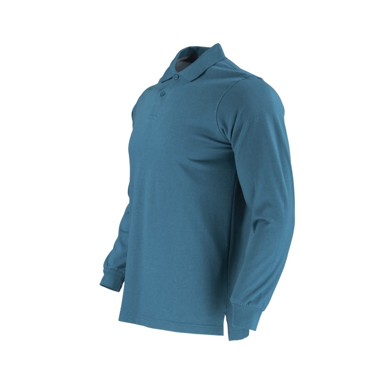 Polera Pique Dryfresh Manga Larga Hombre - azul-piedra, xl