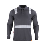 Polera Pique Hibrida con Cinta Reflectiva Manga Larga Hombre - gris-oscuro, xl