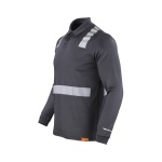 Polera Pique Hibrida con Cinta Reflectiva Manga Larga Hombre - gris-oscuro, xl