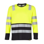 Polera Bi-Color Alta Visibilidad Manga Larga Hombre - amarillo-gris-oscuro, s