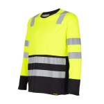 Polera Bi-Color Alta Visibilidad Manga Larga Hombre - amarillo-gris-oscuro, s