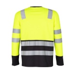 Polera Bi-Color Alta Visibilidad Manga Larga Hombre - amarillo-gris-oscuro, s