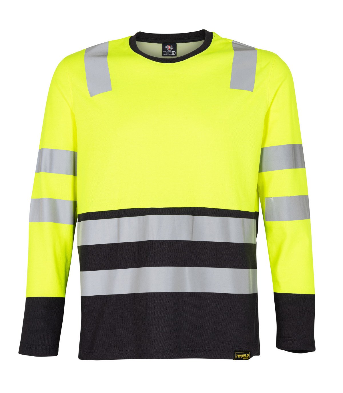 polera-hibrida-hi-vis-bi-color-mlarga Polera Bi-Color Alta Visibilidad Manga Larga Hombre - amarillo-gris-oscuro, s