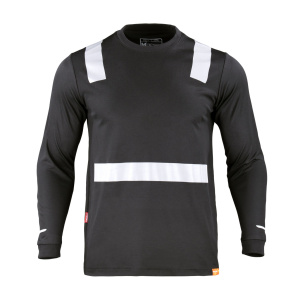 Polera Hibrida Con Cinta Reflectiva Manga Larga Hombre - negro, s