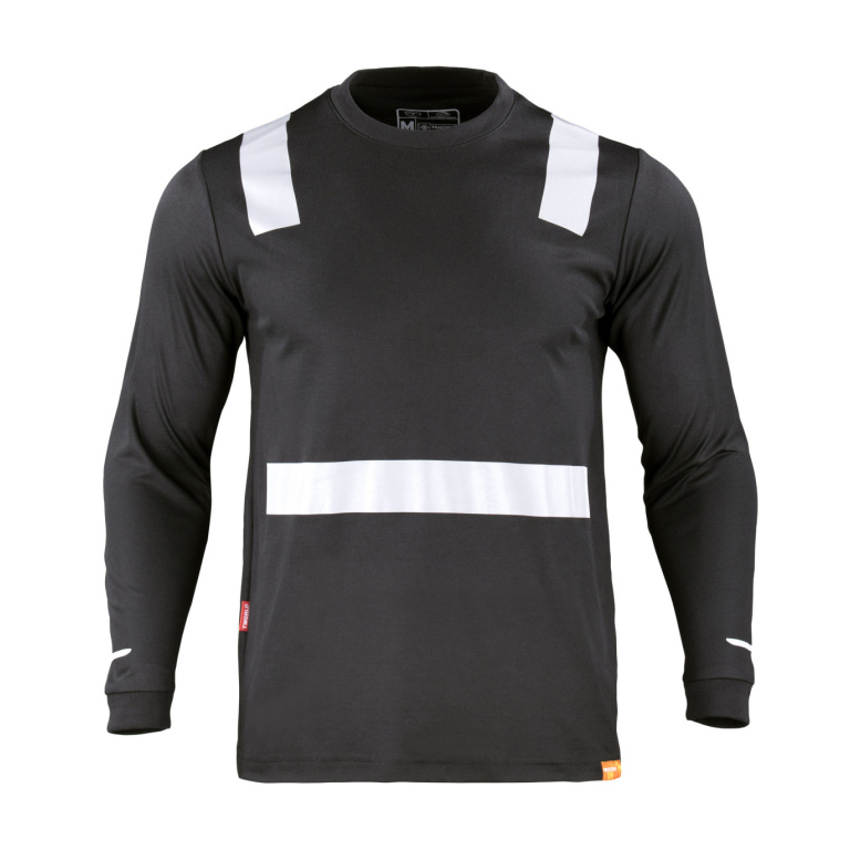 Polera Hibrida Con Cinta Reflectiva Manga Larga Hombre - negro, s
