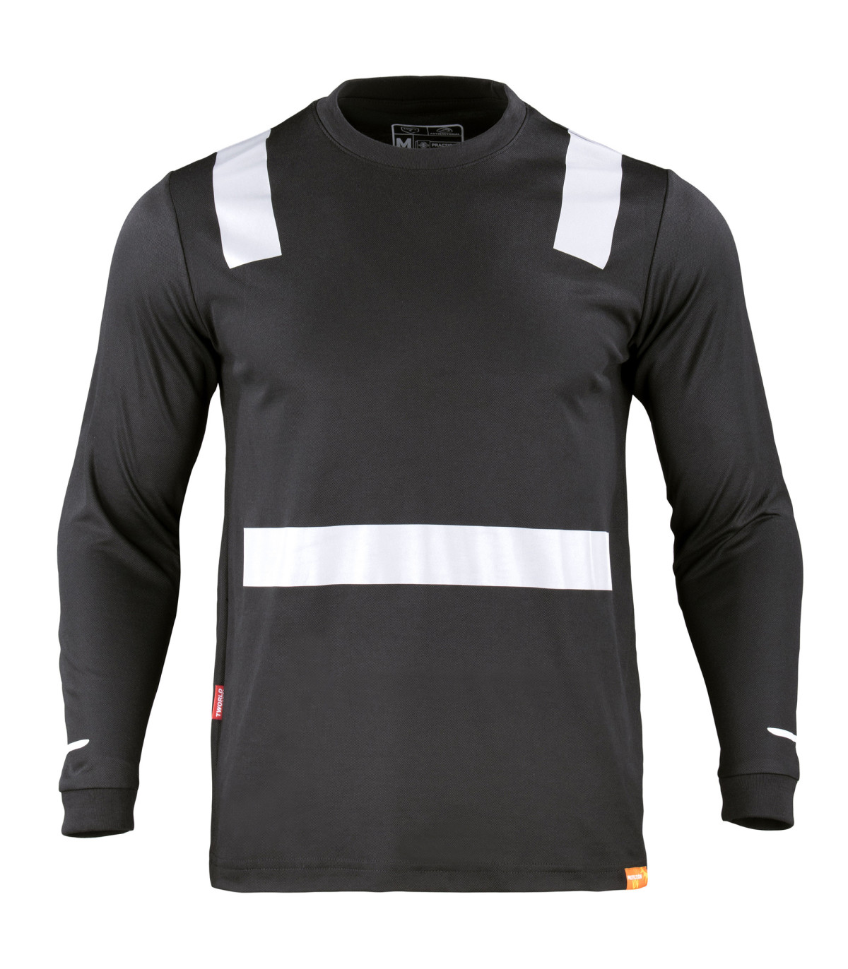 polera-hibrida-creflectiva-mlarga-60-alg-40 (4) Polera Hibrida Con Cinta Reflectiva Manga Larga Hombre - negro, s