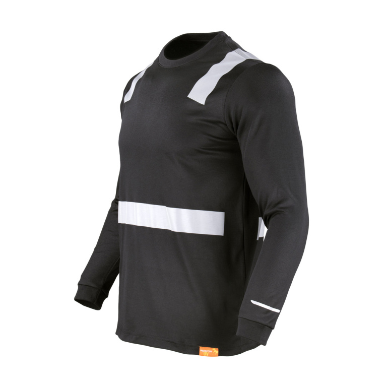 Polera Hibrida Con Cinta Reflectiva Manga Larga Hombre - negro, s
