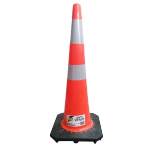 Cono Señalización 36" Con Doble Cinta Anti Viento