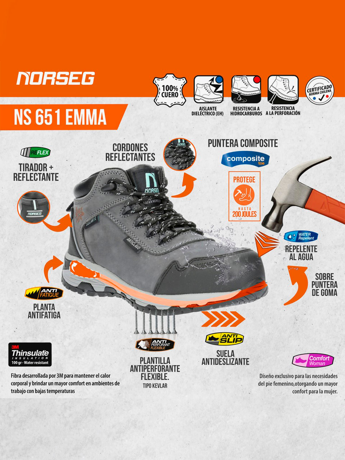Calzado de Seguridad Ns 651 Emma Norseg para Mujer Gris vista 1 Calzado de Seguridad Ns 651 Emma Norseg para Mujer, Gris, vista 1
