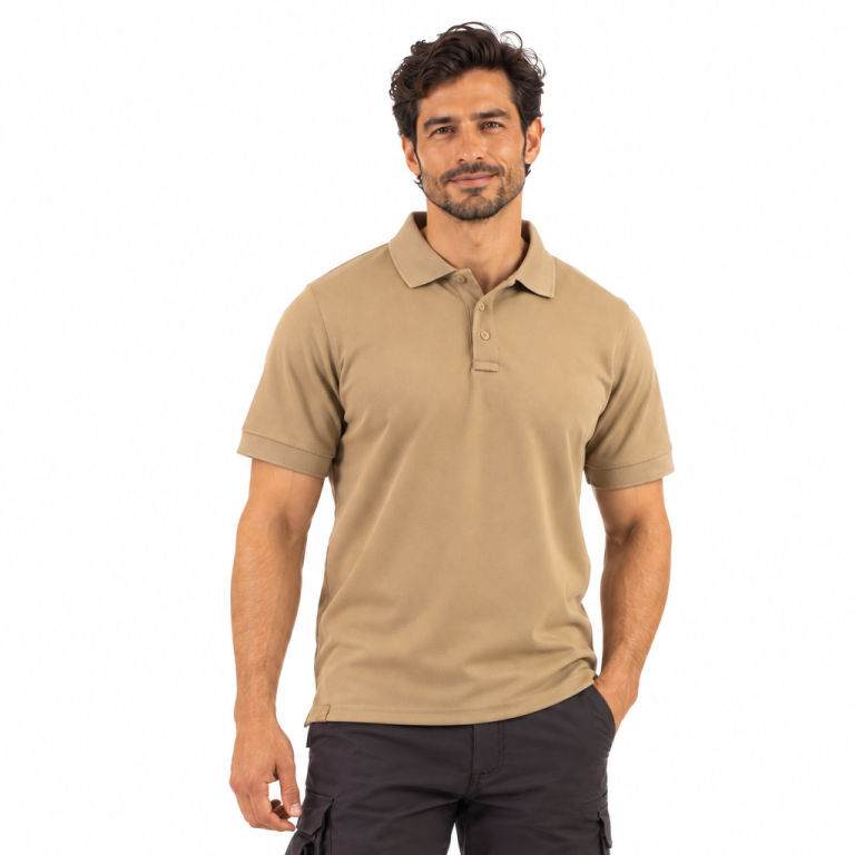 Polera UV Cooling Oxwear Kumera Hombre Manga Corta Beige Oscuro