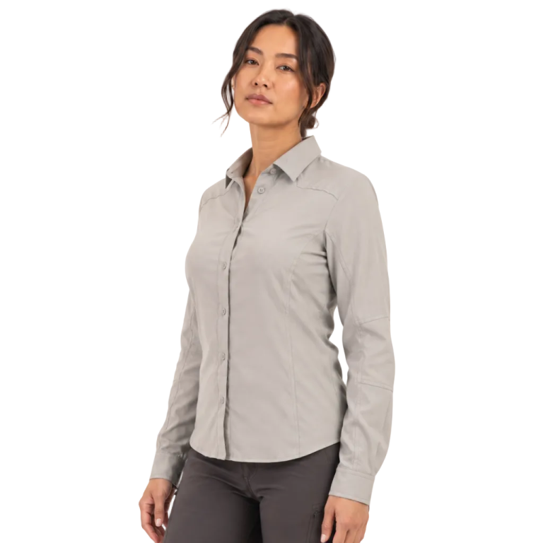 Camisa Antiácida Oxwear New Carajás Mujer Manga Larga Gris