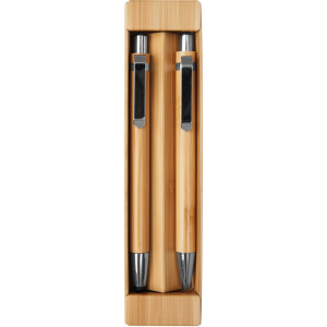 Set de boligrafo y lápiz mecánico de bambú nagano duo tinta negra Madera