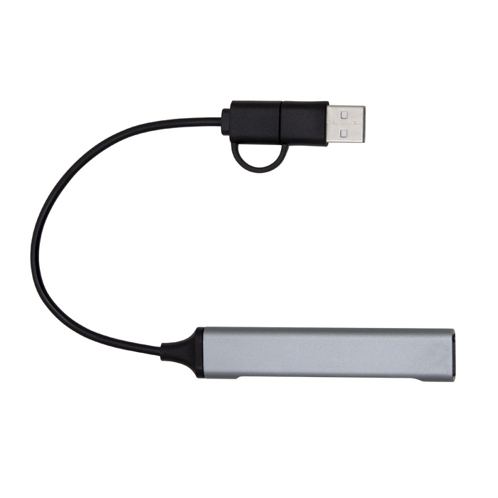 Adaptador hub multipuerto hamel Gris