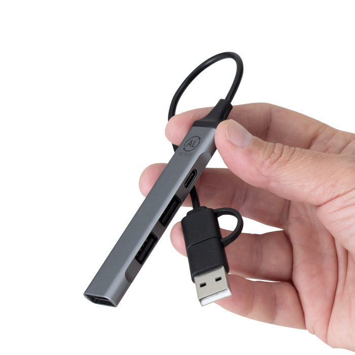 Adaptador hub multipuerto hamel Gris