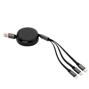 Cable retráctil de carga jack Negro