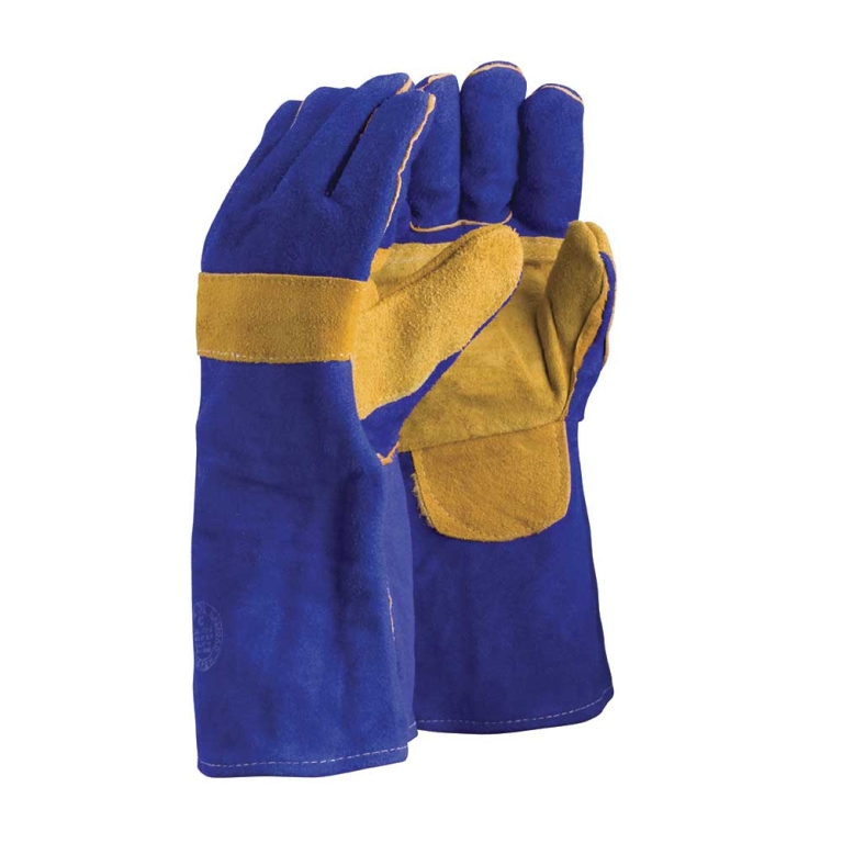 Guante Soldador Descarne Azul Refuerzo Palma