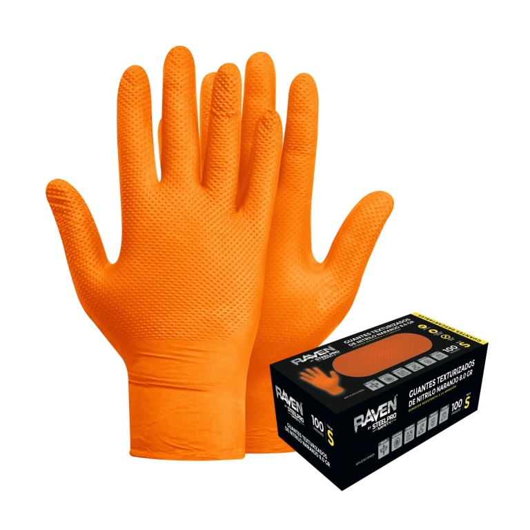 Guante Nitrilo Texturizado 8Gr Steelpro Raven 100Uds